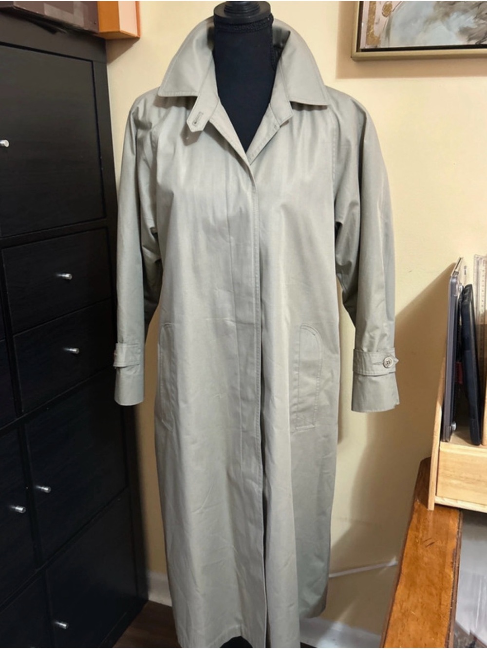London Fog Women's Light Gray Full-Length Trench Coat
